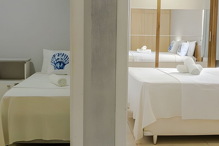 500m PRAIA de Taperapuan; 2 quartos; WiFi 300mbs; no 2 pavim